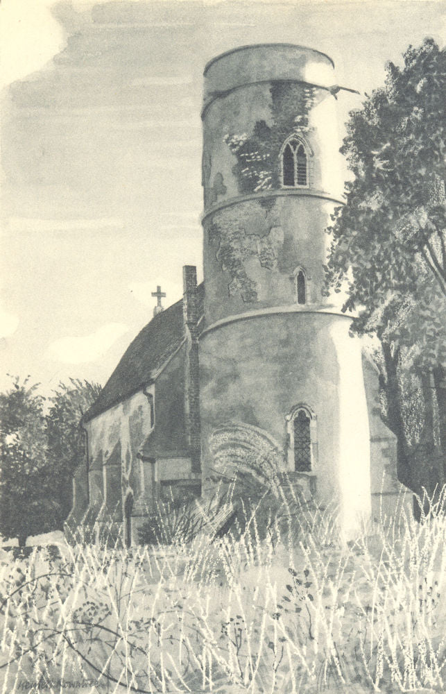 LITTLE SALING. SS. Peter and Paul's - Exterior. Essex. By Kenneth Rowntree 1947